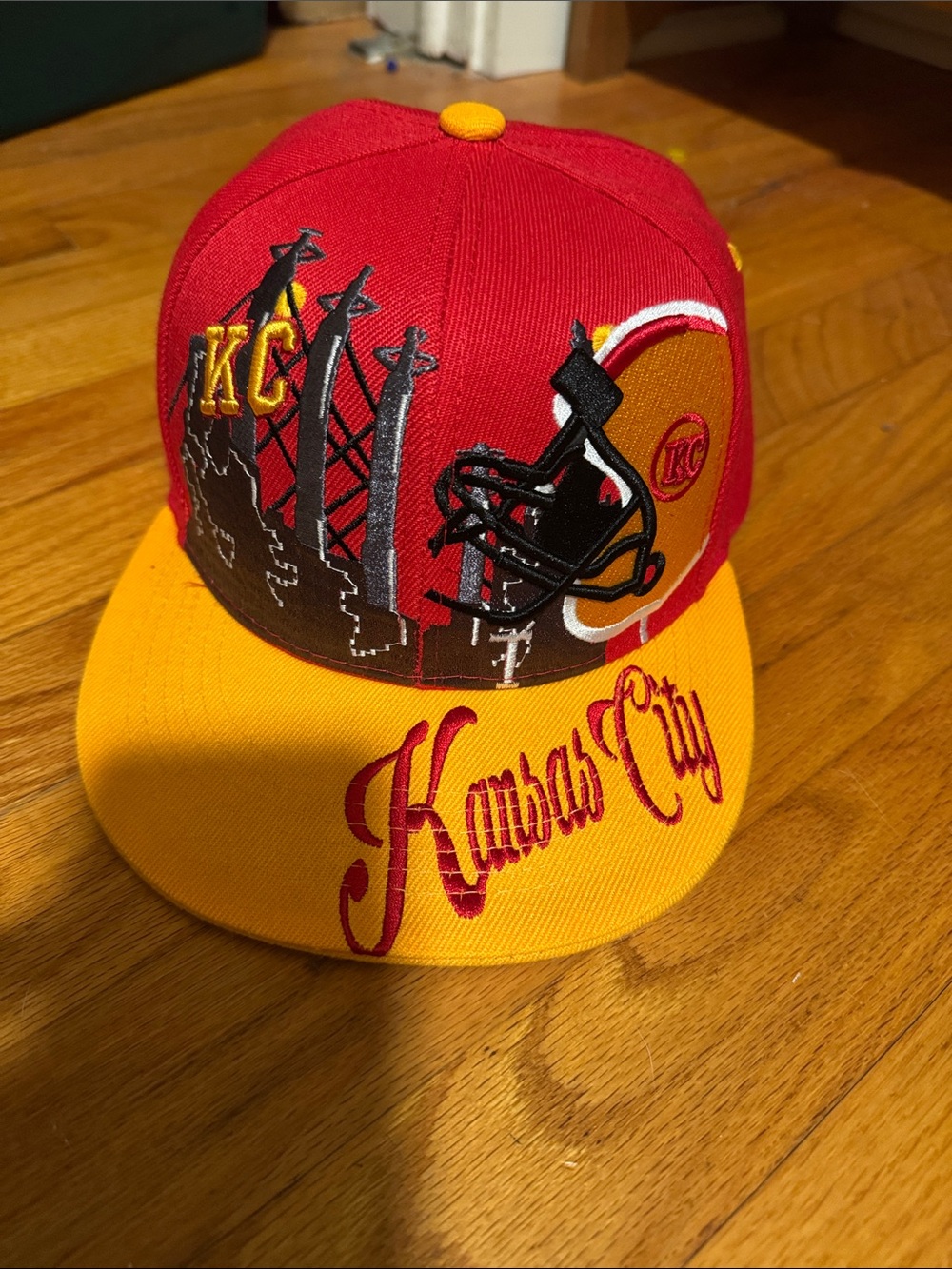 Kansas City Kids Red and Yellow Baseball Snapback Hat